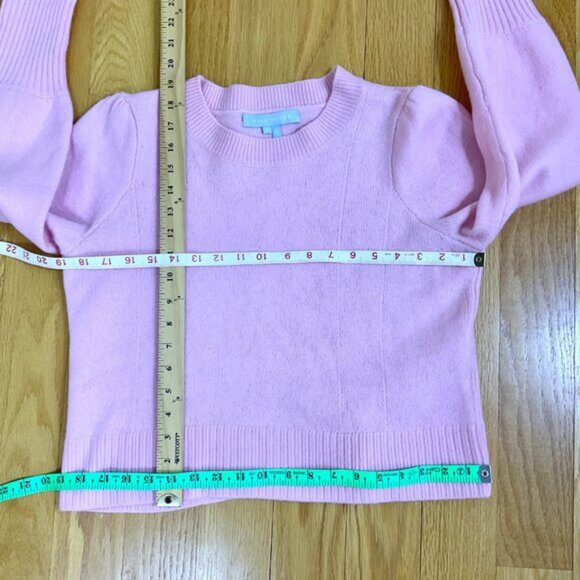 Hill House Sweater Merino Wool Pink Cropped Puff Sleeves Tuckernuck Sylvie (M) - Picture 6 of 6